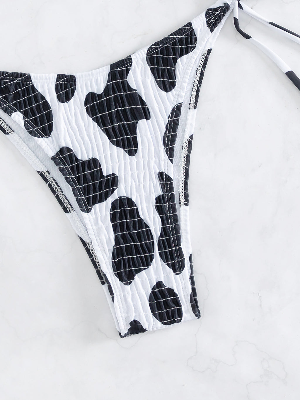 Cow Printed Sexy Split Swimsuit Set Lace up Beach Bikini - ALZO