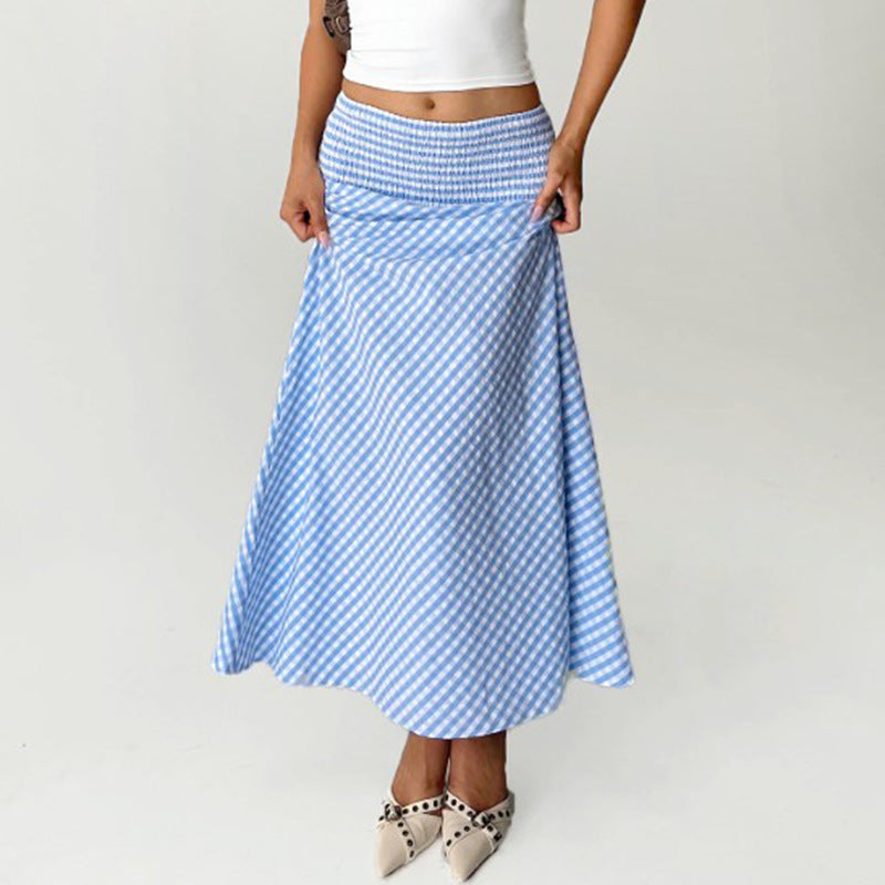 Summer Women Clothing Office Pattern Smocking Wide Waist Skirt Urban Hip Bag Fishtail Skirt - ALZO