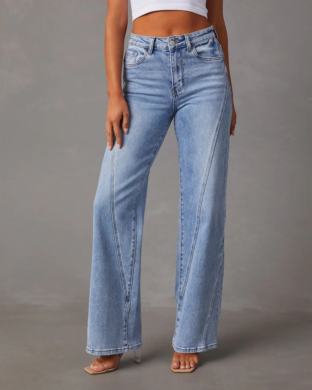 Loose Stitching Wide Leg Women Jeans Women - ALZO