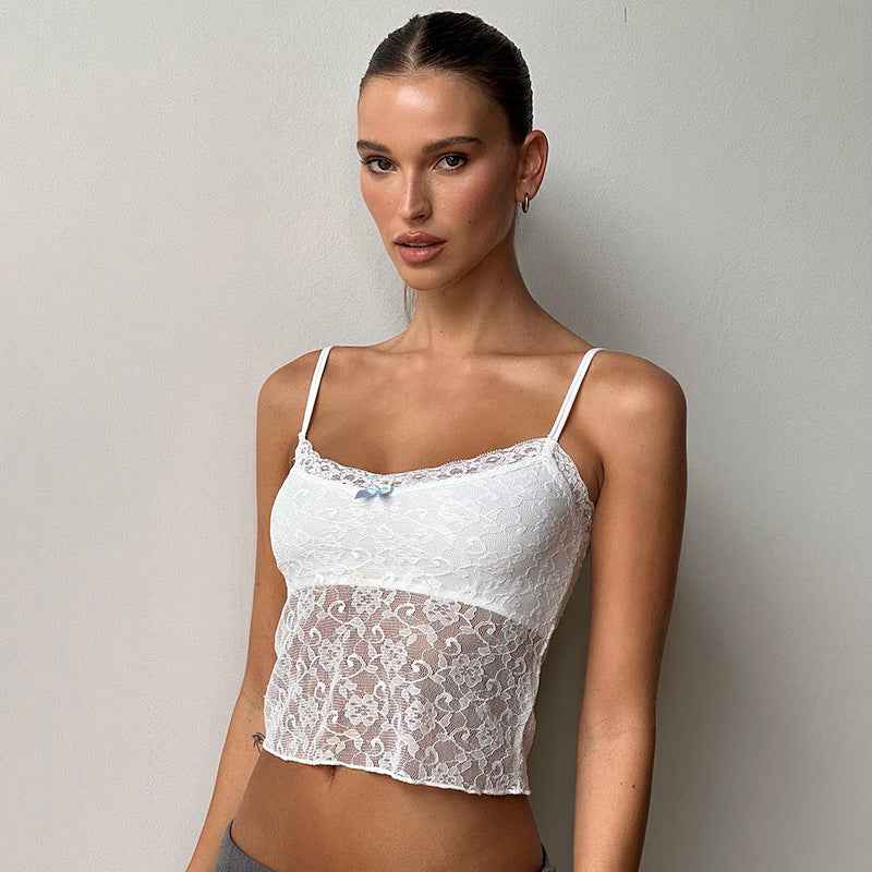 Lace Sexy Sling Beautiful Back One Sexy Hollow Out Cutout out Innerwear Bottoming Vest Wrapped Chest Women