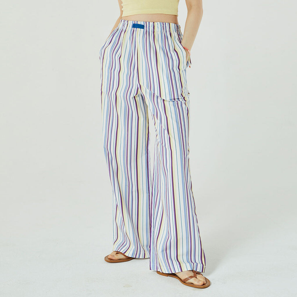 Women Clothing Striped Wide Leg Trousers Casual Street Loose High Waist Trousers - ALZO