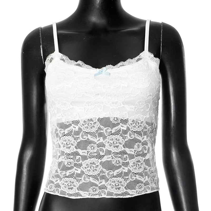 Lace Sexy Sling Beautiful Back One Sexy Hollow Out Cutout out Innerwear Bottoming Vest Wrapped Chest Women