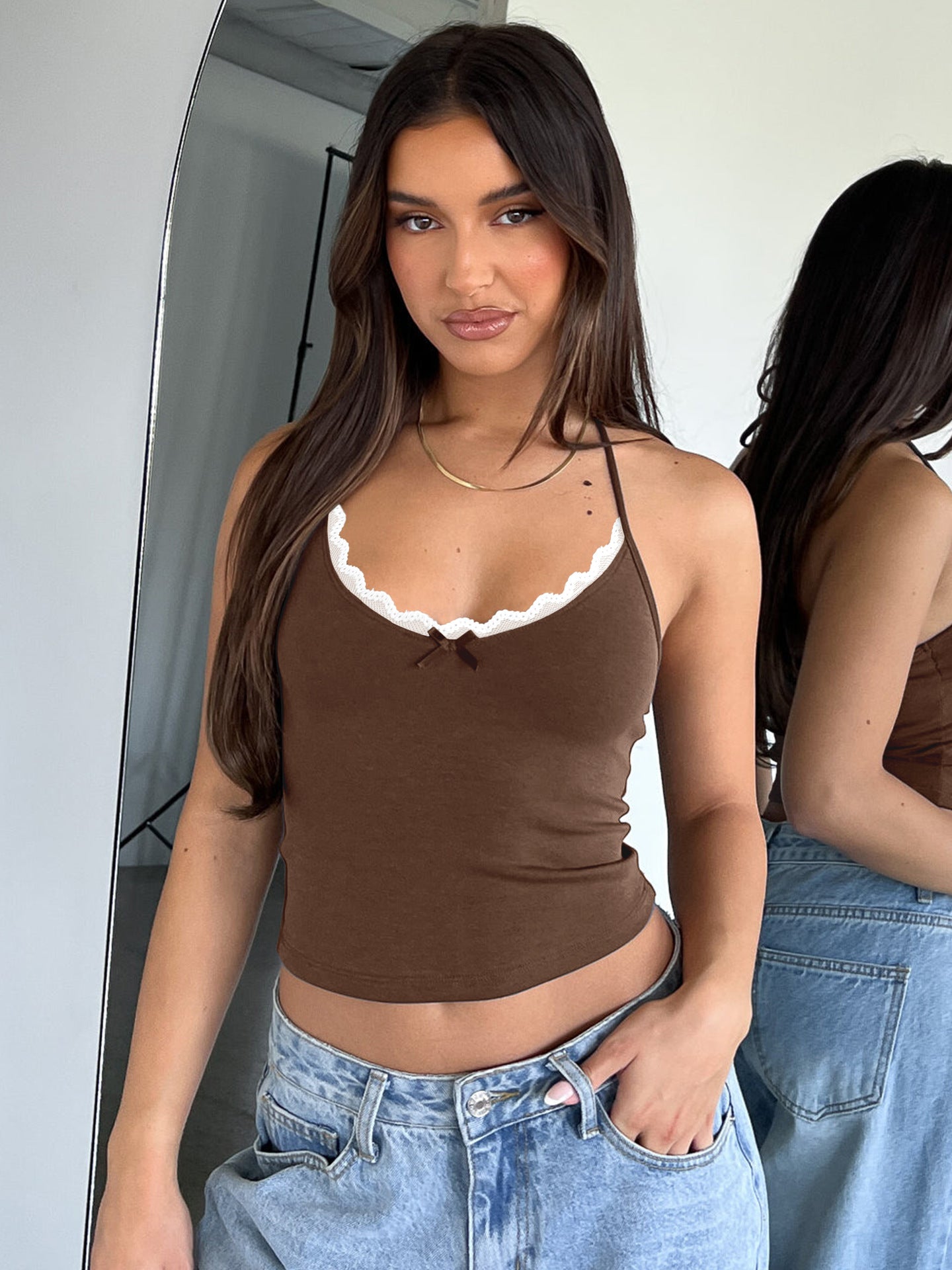 Halterneck Vest Women Clothing Sexy Exposed Cropped Sling Bottoming Sleeveless Slim Top - ALZO