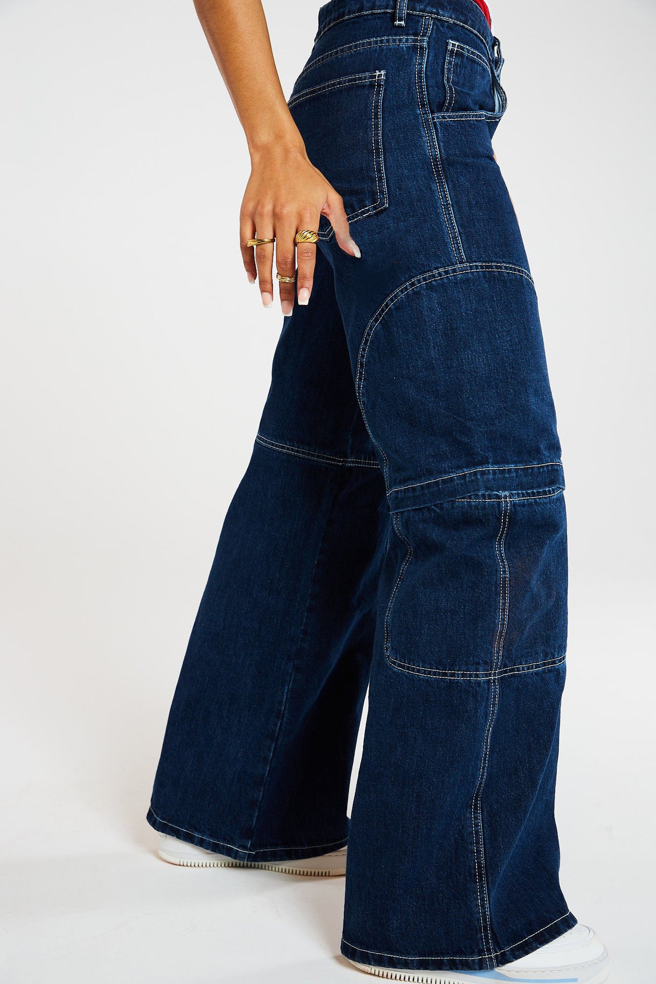 Fast Big Pocket Wide Leg Jeans Overalls Cargo Wide Leg Jeans - ALZO