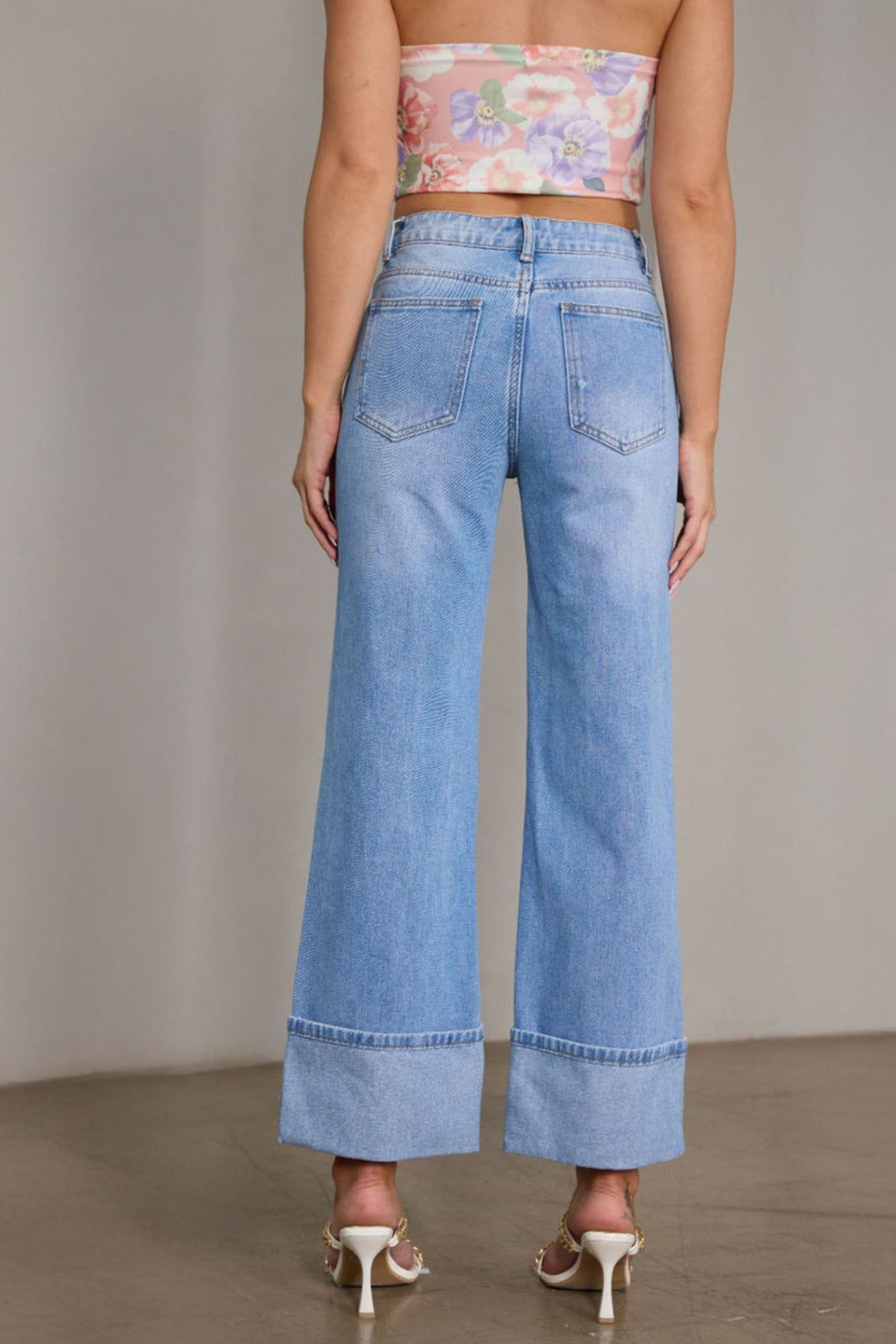 Spring Vintage Stretch Women Straight High Waist Denim Trousers - ALZO