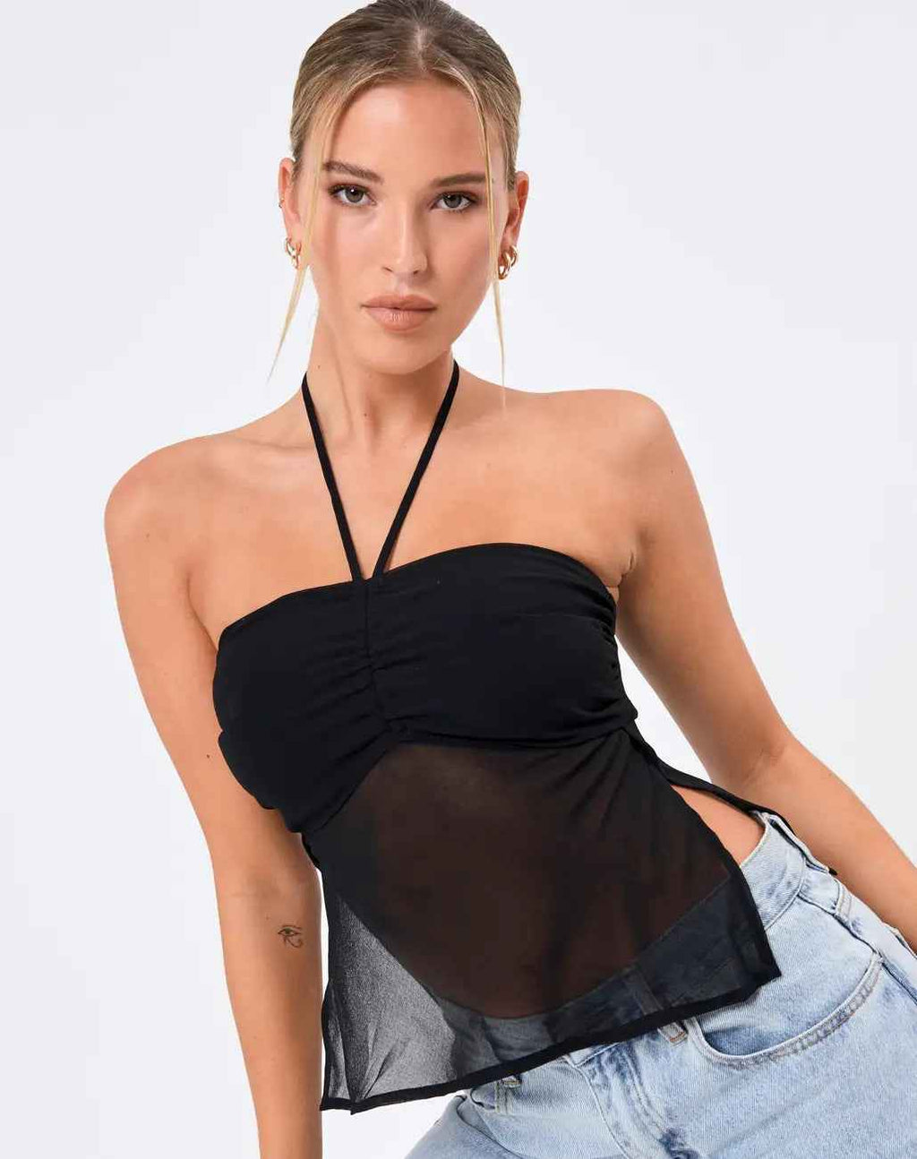 Summer Women Clothing Straps Tulle Halter Solid Color Tube Top Vest