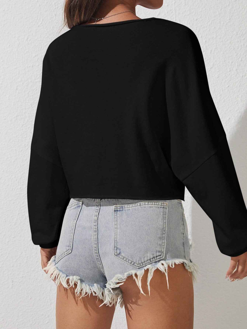 Elegant Intellectual Loose T Shirt Autumn Winter V Neck All Match Slimming Shoulder Hollow Out Cutout Design Blouse