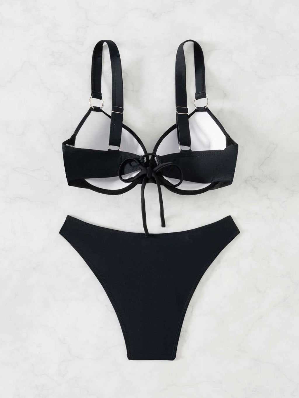 Solid Color Hard Bag Bikini Split Swimsuit