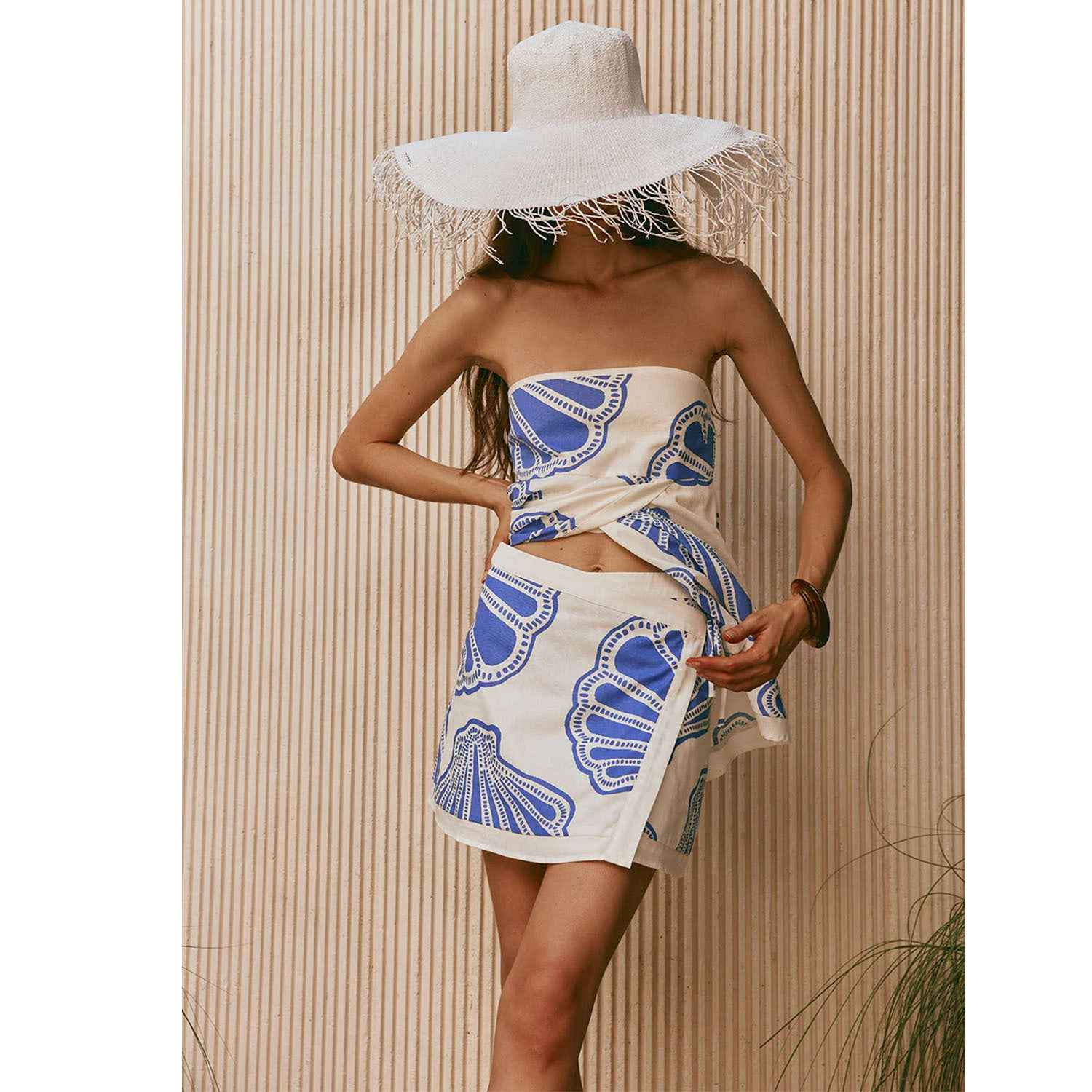 Summer Loose Printed Sleeveless Tube Top Shorts Set