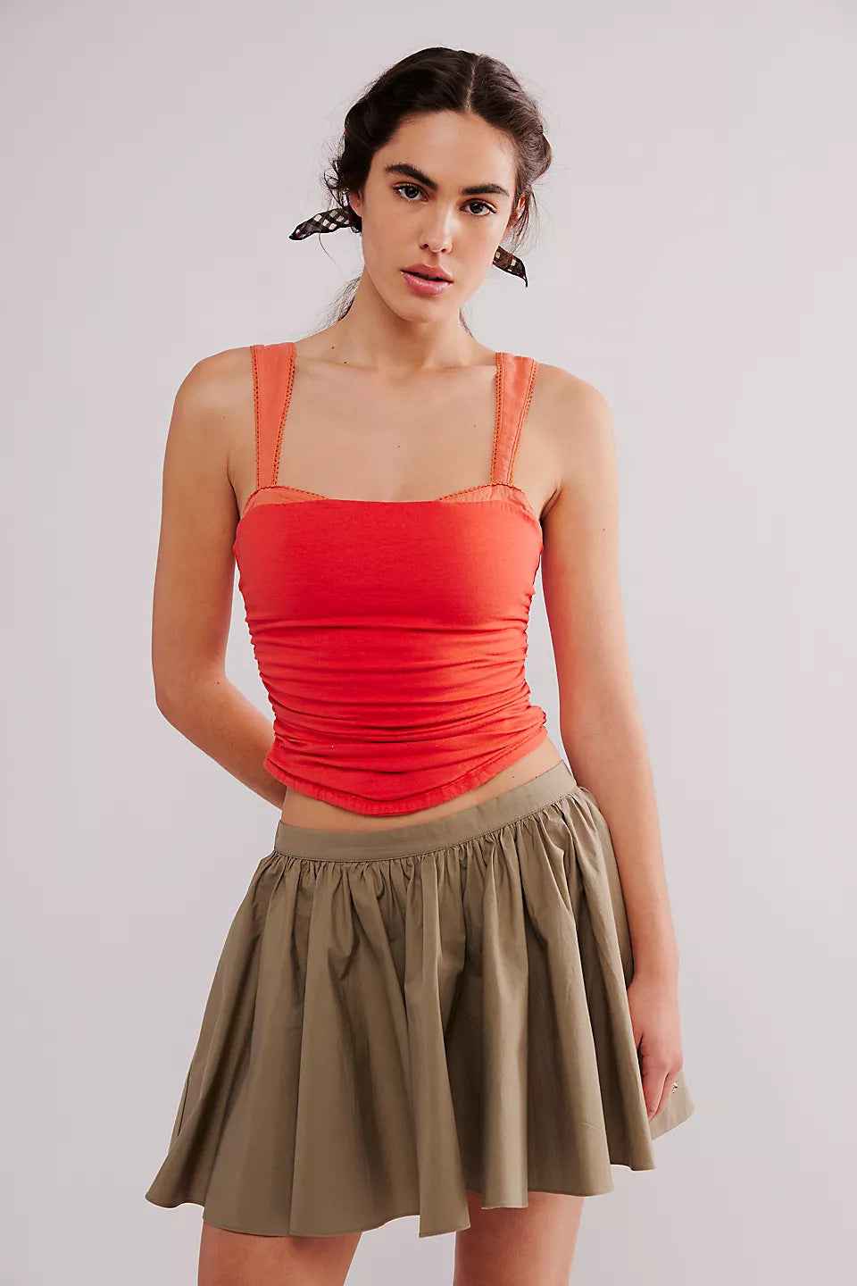 Spring Summer Women Clothing Pleating Contrast Color Sexy Small Vest Women