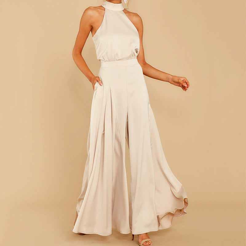 Jumpsuit Spring Summer Solid Color off-the-Shoulder Jumpsuit