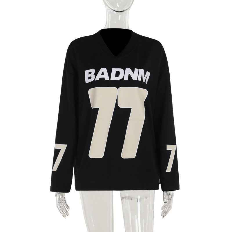 Autumn Street Hipster Casual All Matching Ball Uniform Loose Pullover Sweatshirt for Women