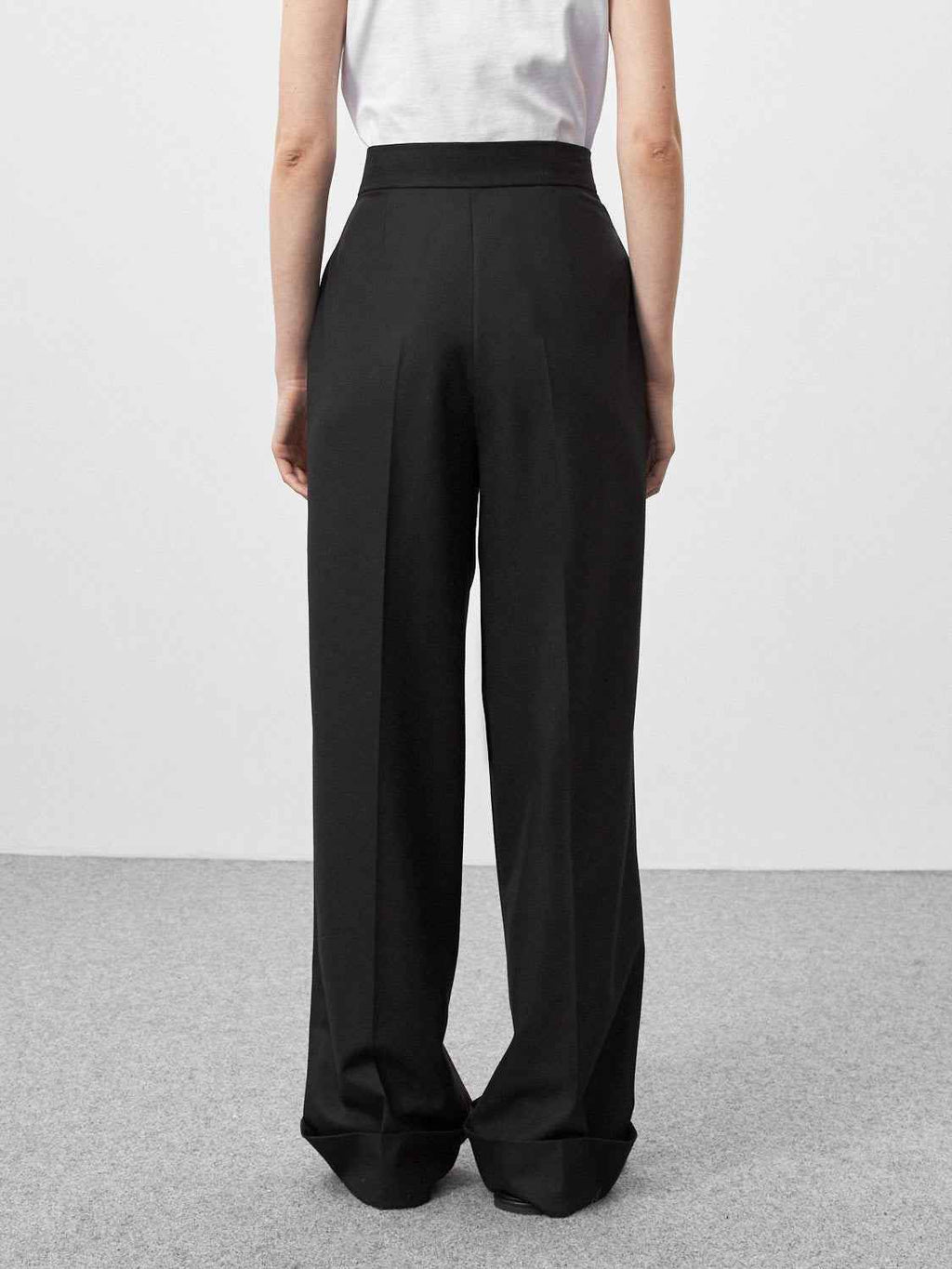 Spring Summer Black Mopping Work Pant Loose High Waist Pocket Drape Casual Comfortable Wide Leg Pants Women Clothing