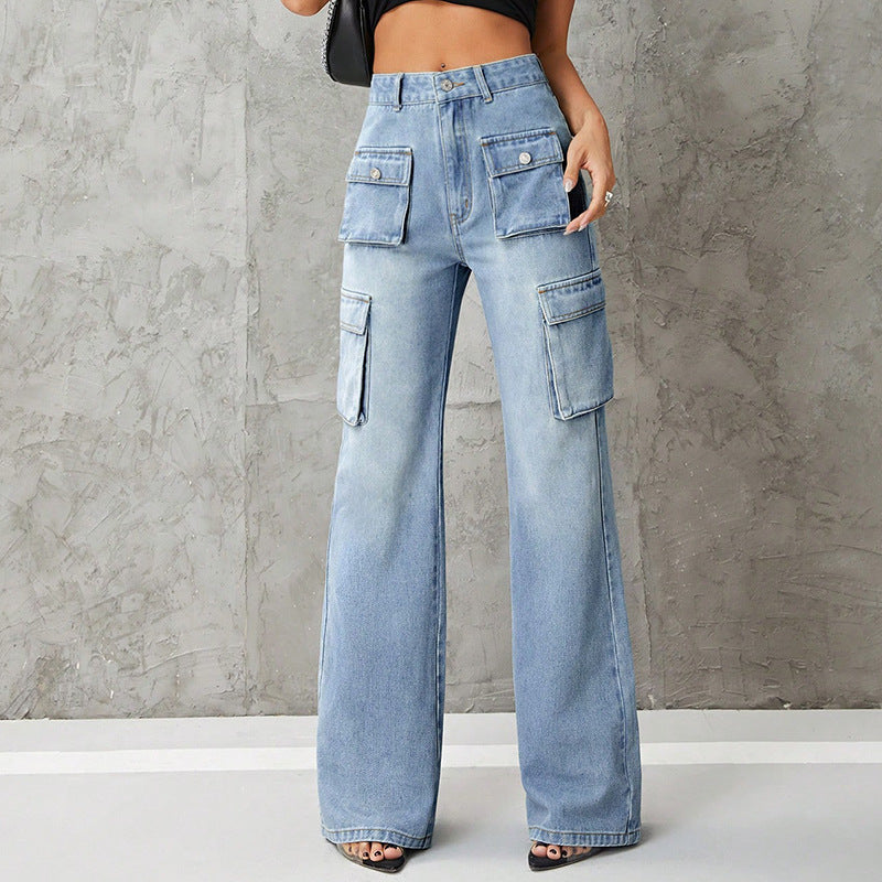 Women Clothing High Waist Work Clothes Slimming Denim Pants - ALZO