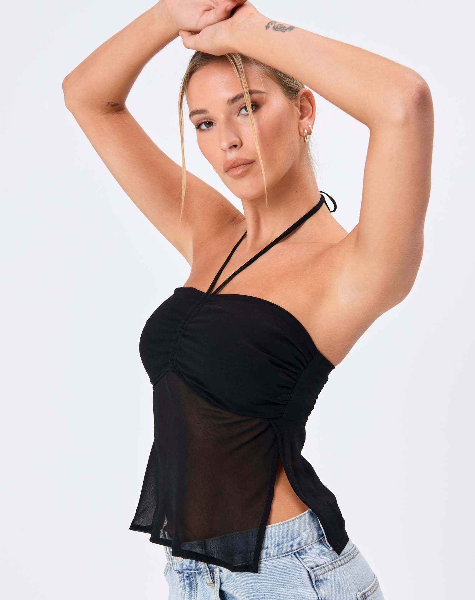 Summer Women Clothing Straps Tulle Halter Solid Color Tube Top Vest