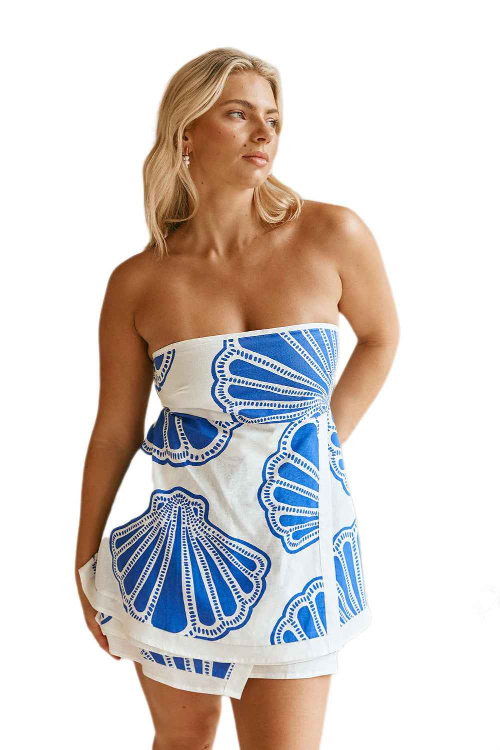 Summer Loose Printed Sleeveless Tube Top Shorts Set