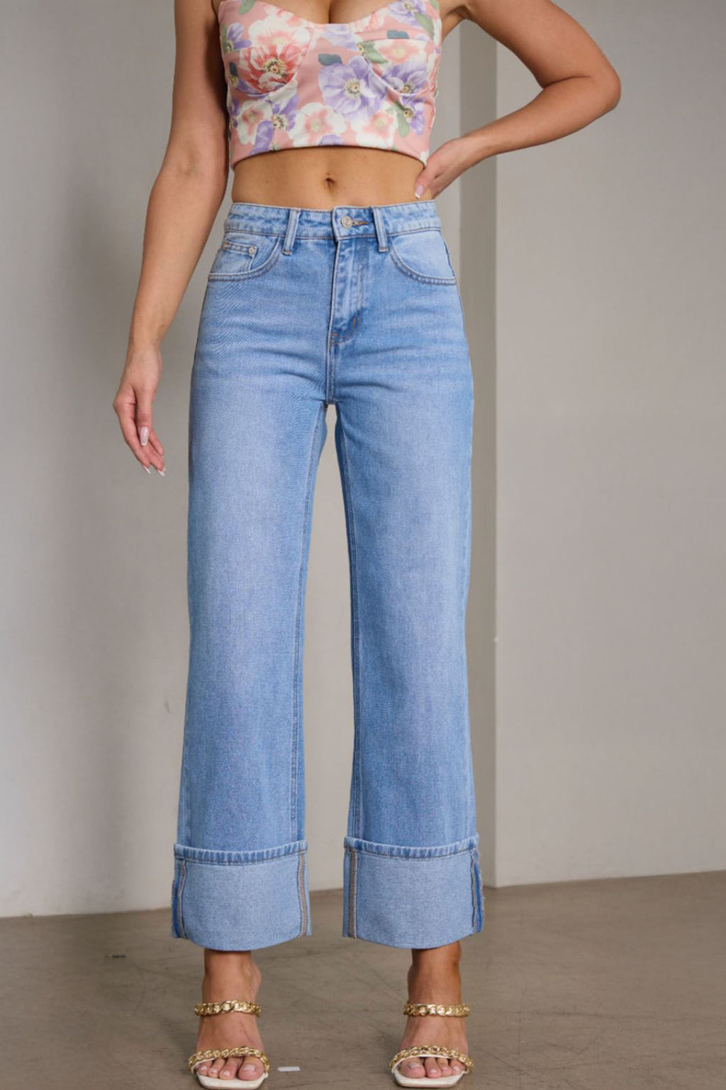 Spring Vintage Stretch Women Straight High Waist Denim Trousers - ALZO