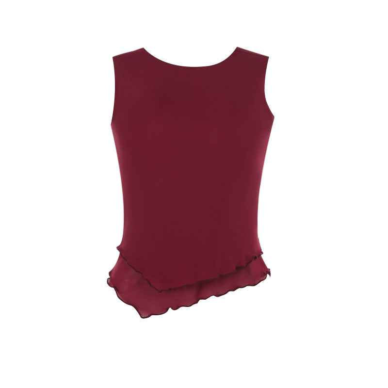 Spring Women Clothing Casual Wild Vest Mesh round Neck Top for Women