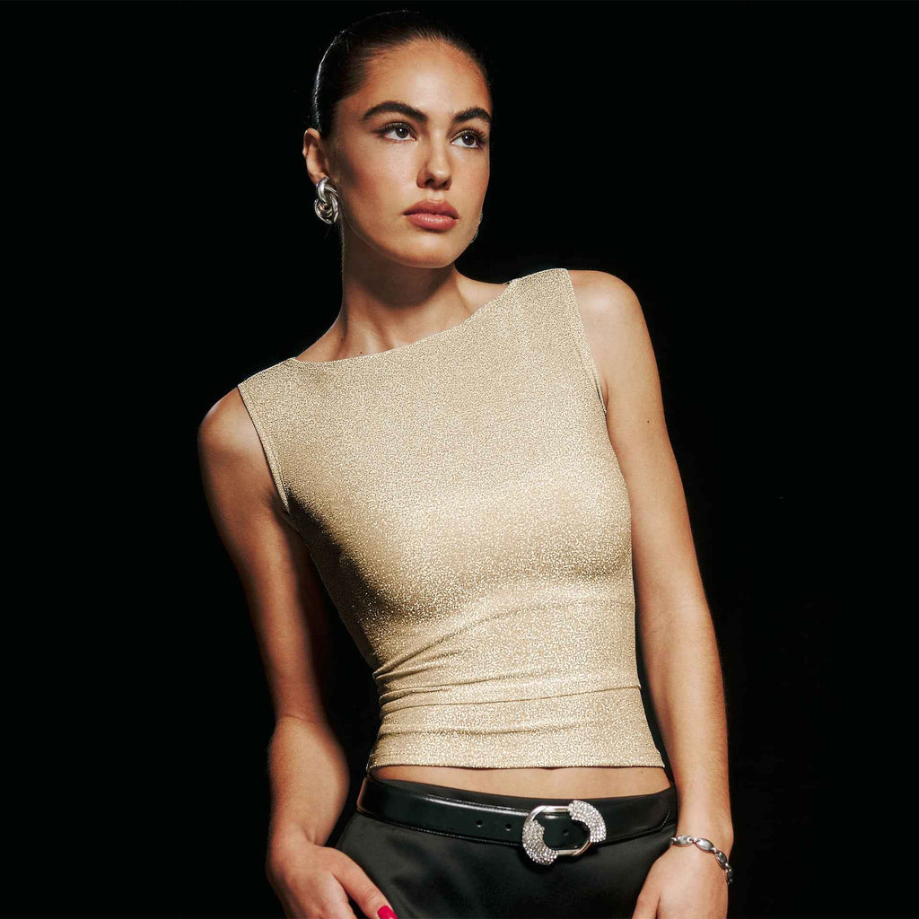 Bright Silk Sexy Vest Brand Inner Wearing Women Clothing Round Neck Slim Fit Sexy Top