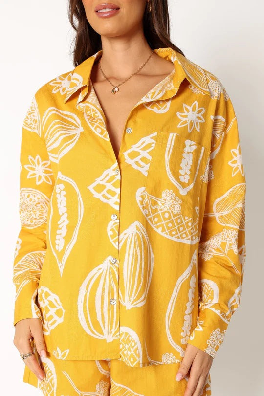 Early Autumn Casual Advanced Fruit Printed Shorts Cardigan Suit - ALZO