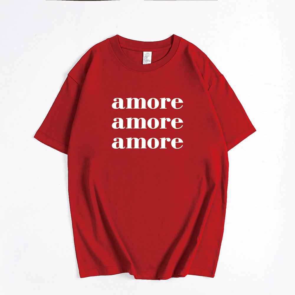 Printed T shirt Women Summer Loose round Neck Cotton Short Sleeve Top