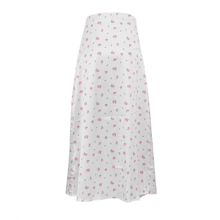 Women Clothing Satin Draping Printed Skirt Waist Controlled Sheath Skirt - ALZO