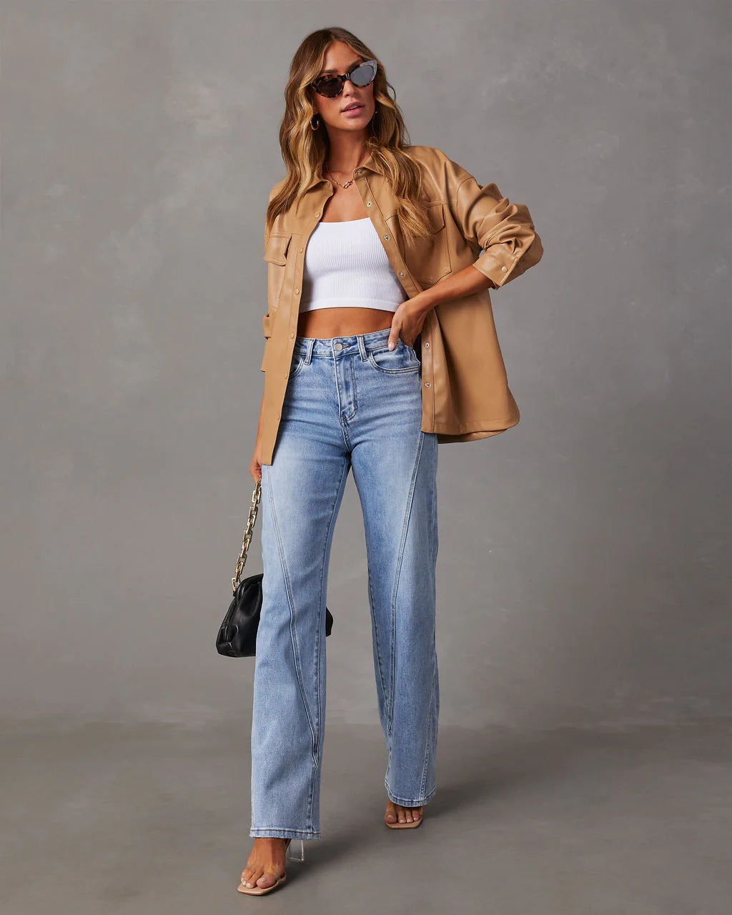 Loose Stitching Wide Leg Women Jeans Women - ALZO