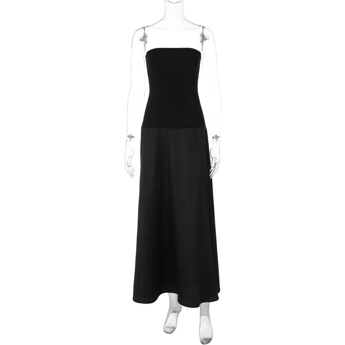 Women Clothing Spring Summer Sexy Tube Top Dress Slim Fitting Patchwork Dress