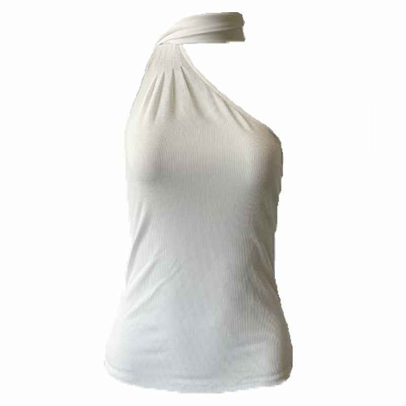 Fine Sunken Stripe Women Clothing Sexy Cool Strap Waist Tight Slim Fit Tank Top