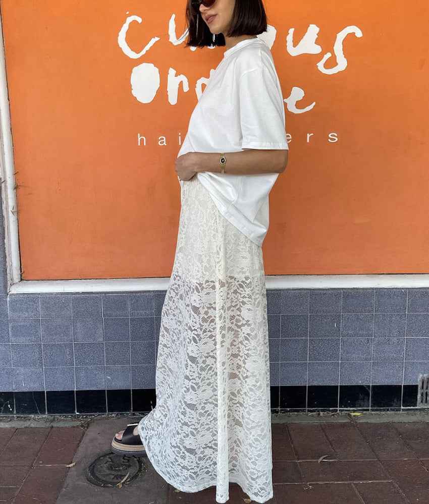 Spring Jacquard Hollow Out Cutout Lace Skirt Sexy Sexy Long Skirt Women