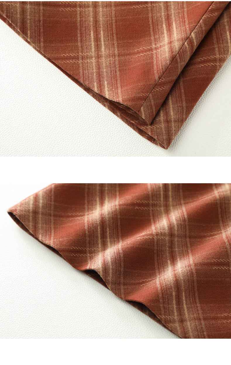 Retro Plaid Short Skirt High Waist All Matching A line Skirt Small Anti Aging Casual Slimming Skirt