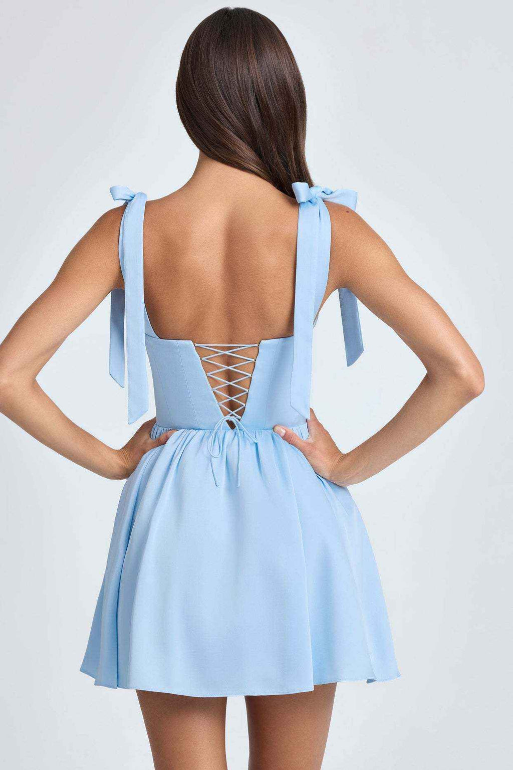 Summer Women Clothing Square Collar High Waist Ruched Stitching Strap Suspenders Puff Dress