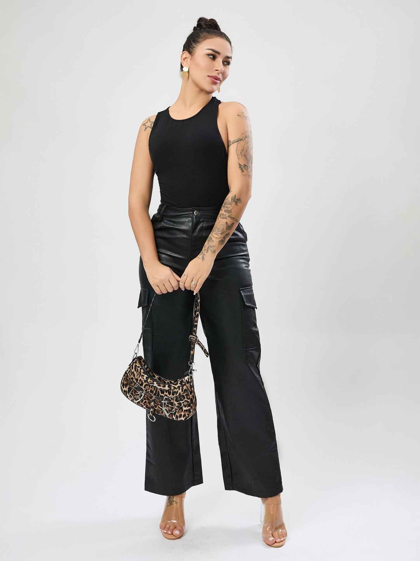 Women Clothing High Grade Sexy Comfortable Vest Design Backless Top Black T Shirt