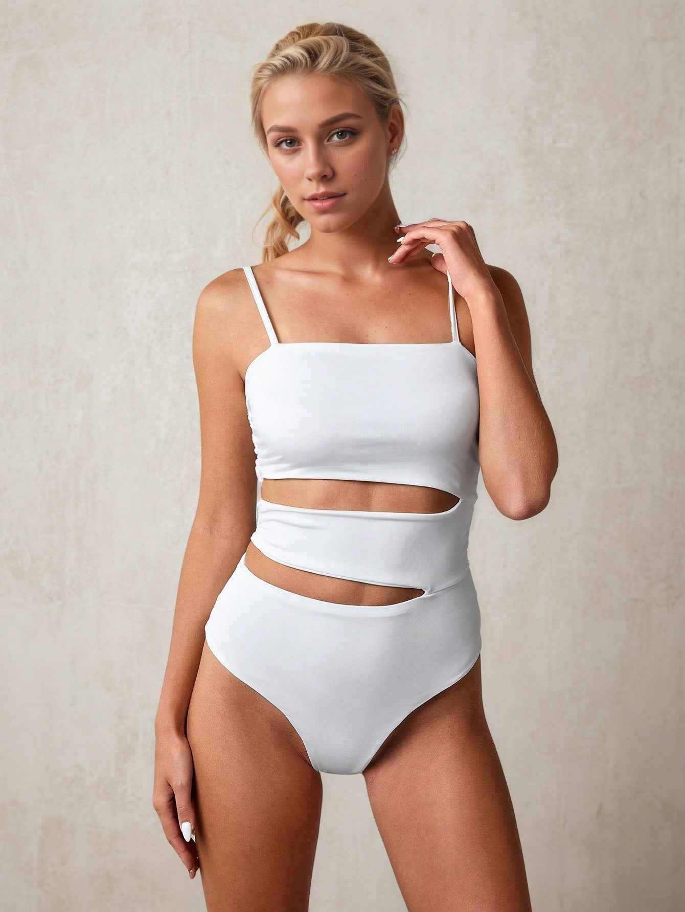 Women Clothing Summer Simple Sexy Jumpsuit Hollow Out Cutout Spaghetti Straps Sleeveless Jumpsuit