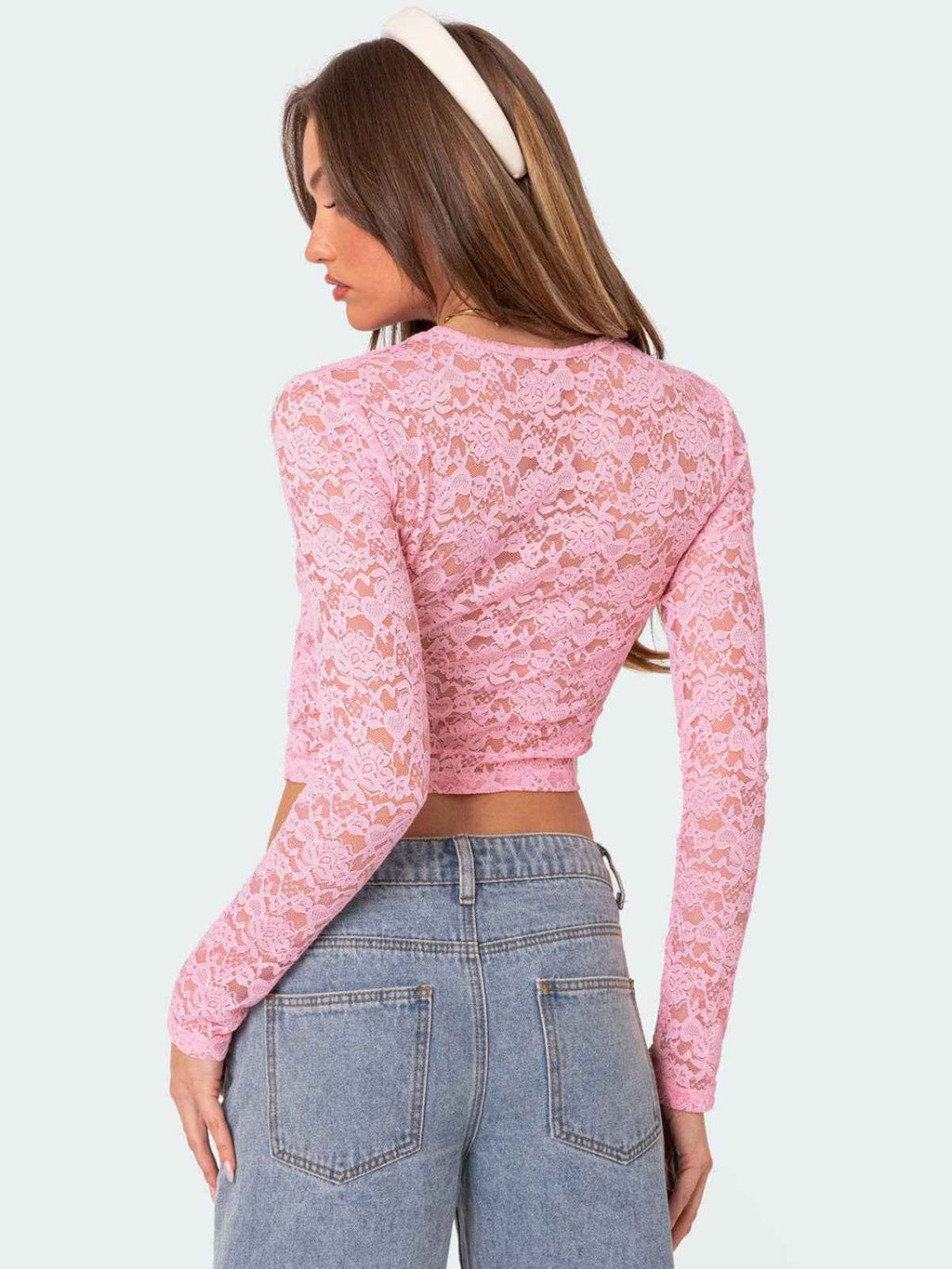 Private Clothes Sexy Lace Short Top Sexy Beautiful Slim Fit Long Sleeve T Shirt Women Summer