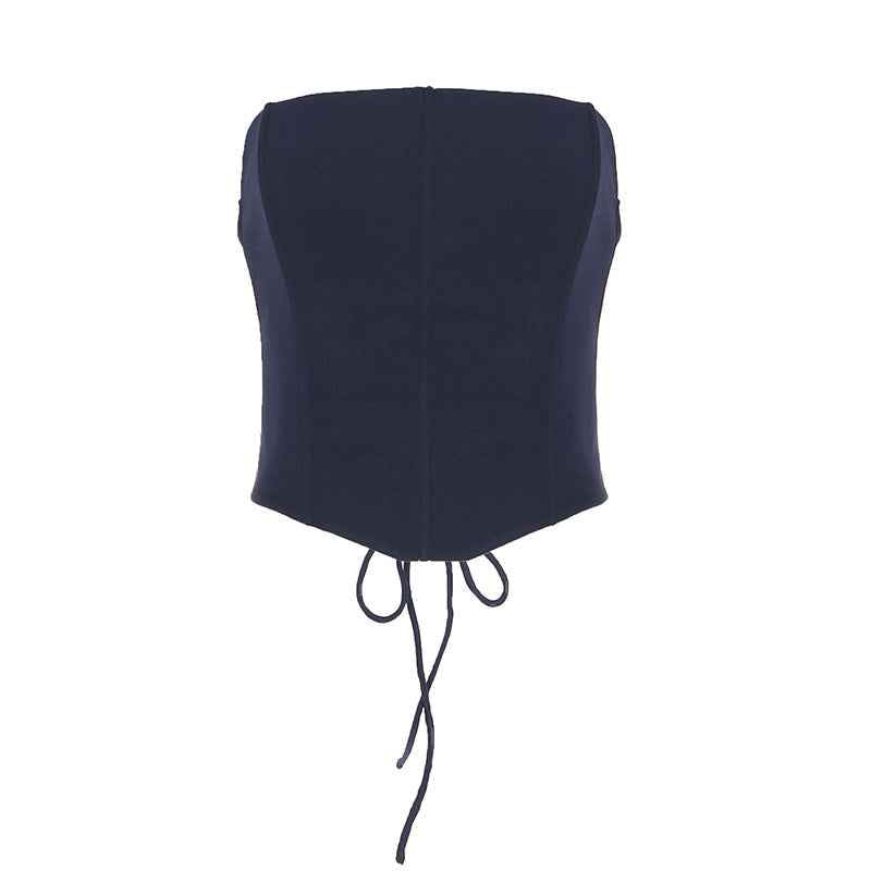 Spring Summer Waist Back Strap off the Neck Cold Shoulder Bodycon Tube Top Women