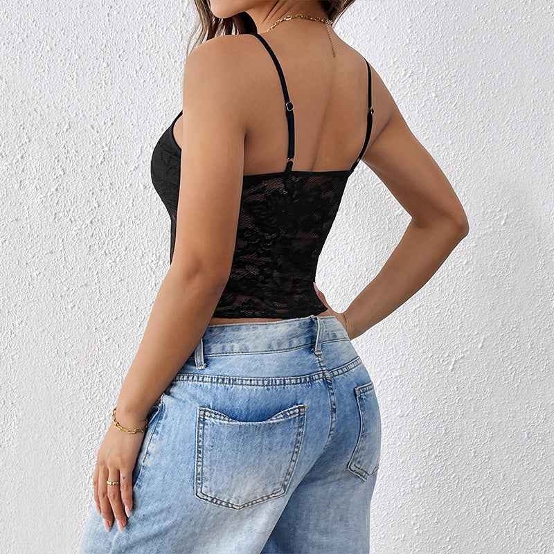 Women Summer Sexy Vest Women Lace Solid Color Camisole
