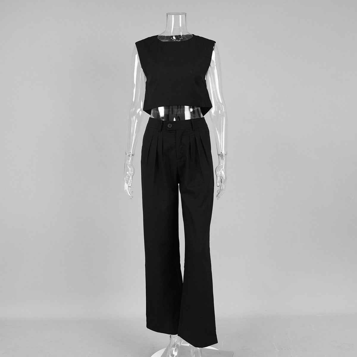 Linen Vest Pants Summer Sleeveless Vest Wide Leg Pants Casual Two Piece Sets