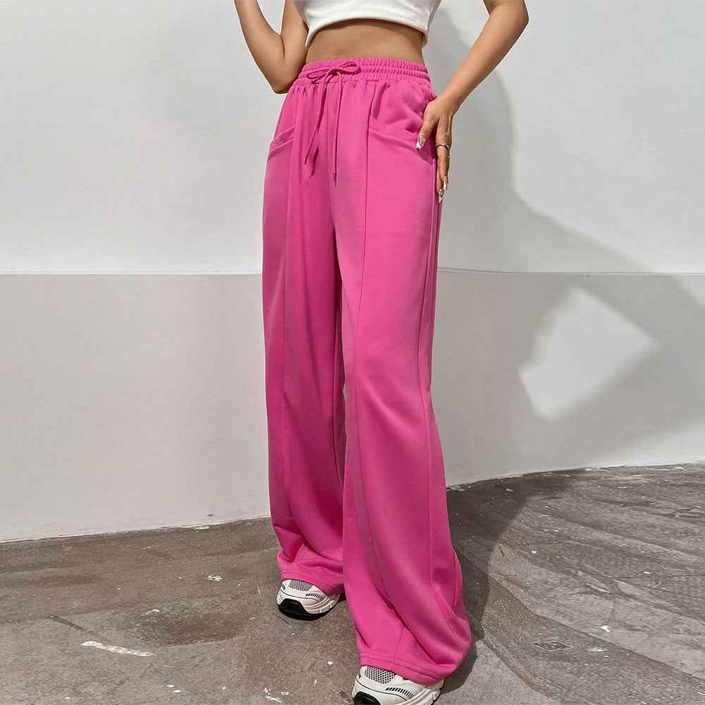Sports Pants Women Loose Slimming Mop Straight Casual Trousers High Waist Wide Leg Pants Draping Sweatpants