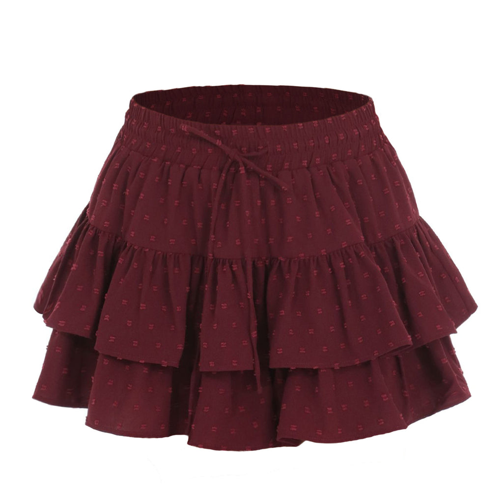 Women Lace up Adjustable Skirt Sports Wardrobe Malfunction Avoiding High Waist Elastic Pantskirt - ALZO