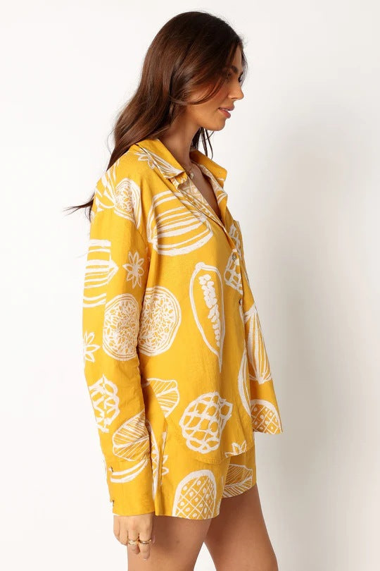 Early Autumn Casual Advanced Fruit Printed Shorts Cardigan Suit - ALZO