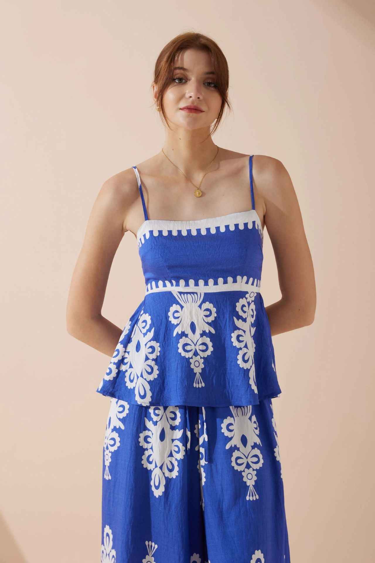 Summer Ethnic Slim Fit Backless Suspender Two Piece Sets