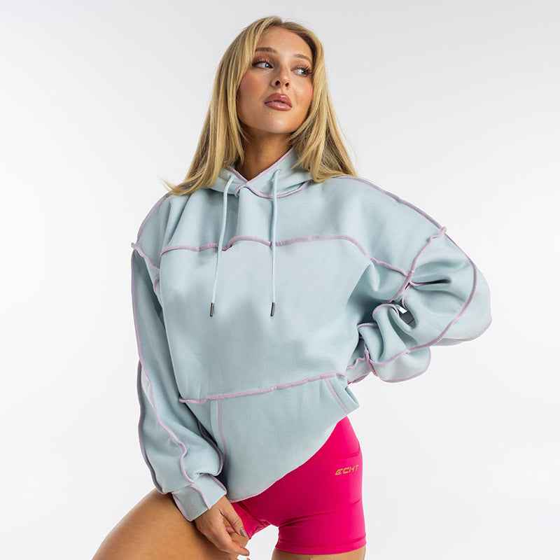 Women Autumn Casual Trend Hooded Drawstring Loose Lock Edge Sweatshirt Top