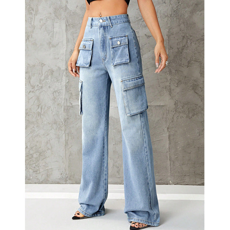 Women Clothing High Waist Work Clothes Slimming Denim Pants - ALZO