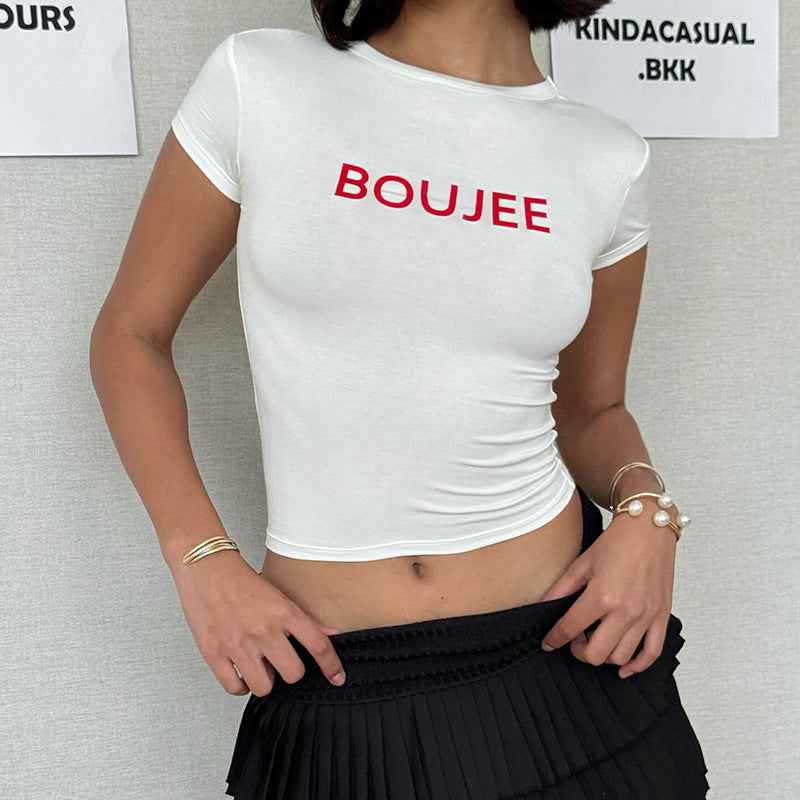 Women Sexy Letters Short Sleeved T shirt Spoof Printing