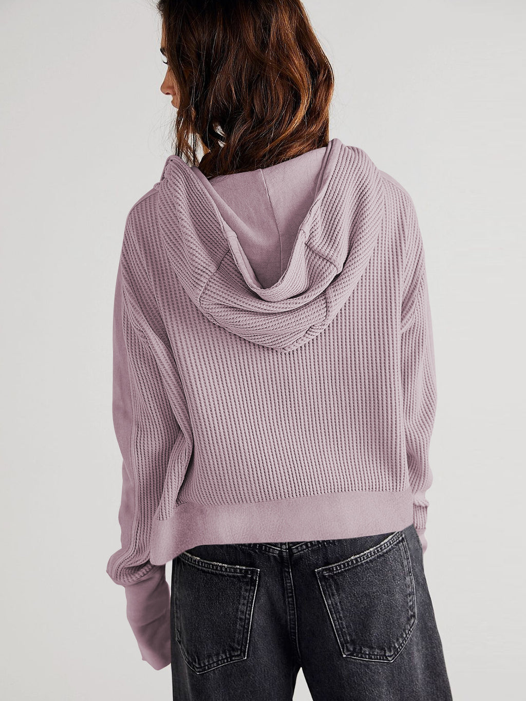 Fall Winter Patchwork Sweatshirt Women Clothing Hooded Long Sleeve Loose Lazy Zipper Hooded Sweatshirt - ALZO