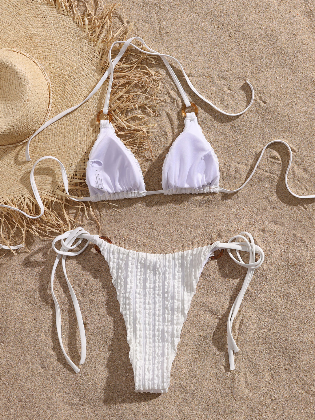 Bikini Swimsuit Women Halter Sexy Backless Bikini Solid Color Lace up Swimsuit - ALZO