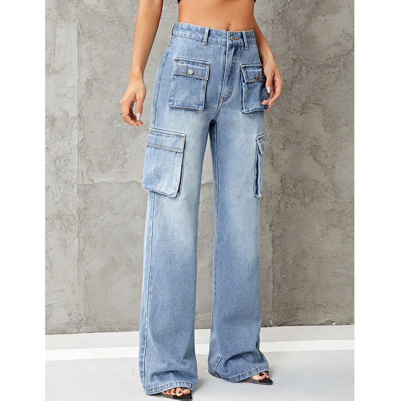 Women Clothing High Waist Work Clothes Slimming Denim Pants - ALZO