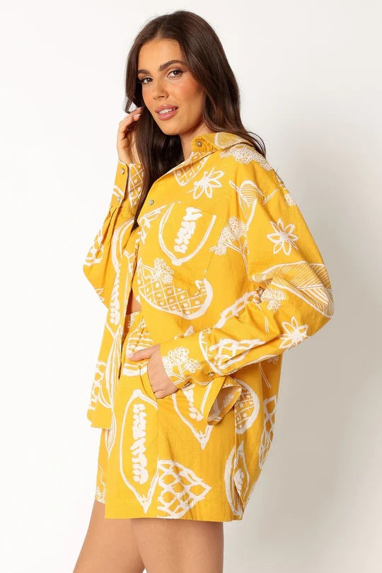 Early Autumn Casual Advanced Fruit Printed Shorts Cardigan Suit - ALZO