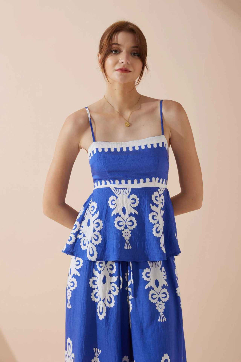 Summer Ethnic Slim Fit Backless Suspender Two Piece Sets